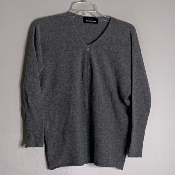 The Kooples Sport V neck grey wool cashmere zip down sweater - Picture 1 of 7